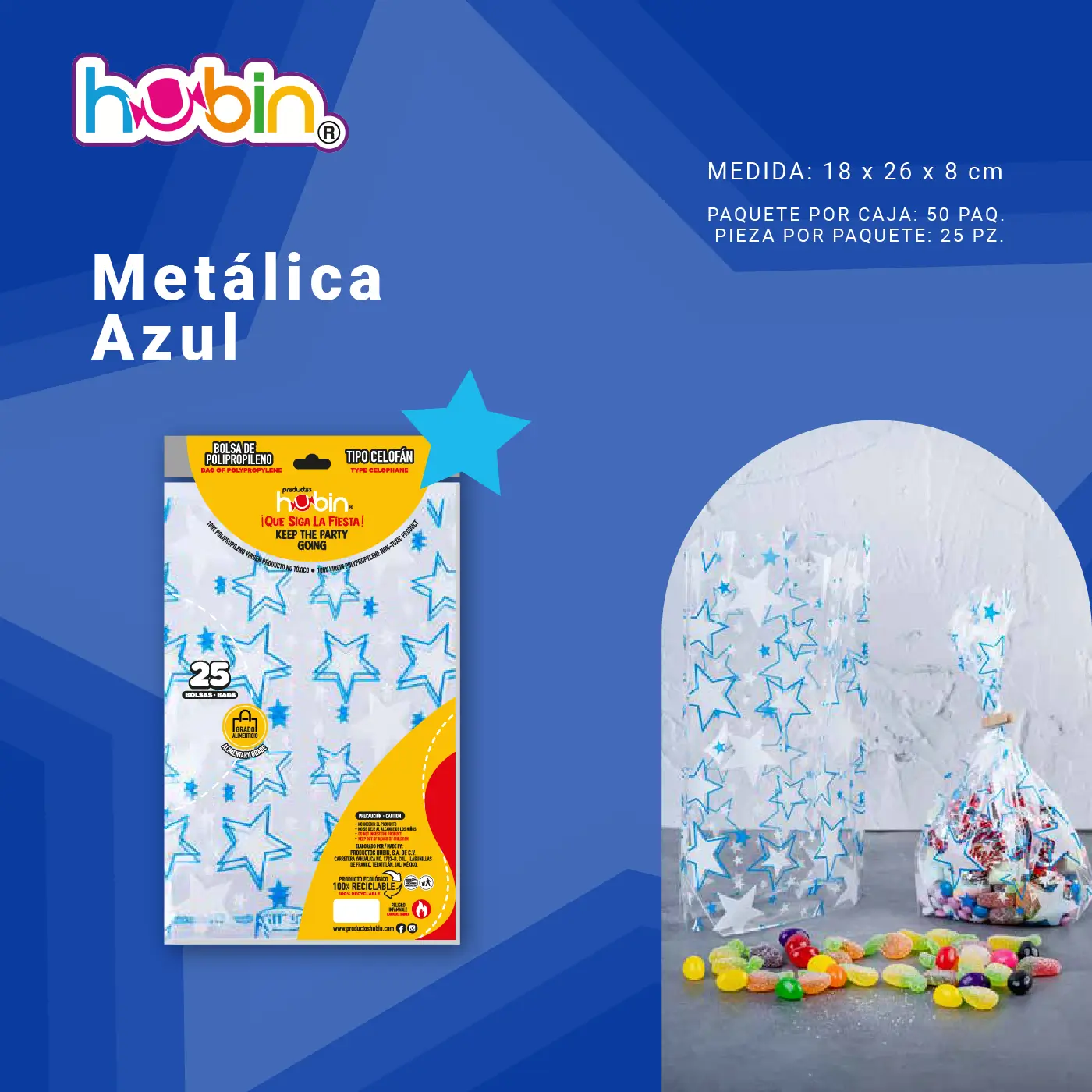 BOLSA ESTRELLAS METÁLICA AZUL - Imagen 2